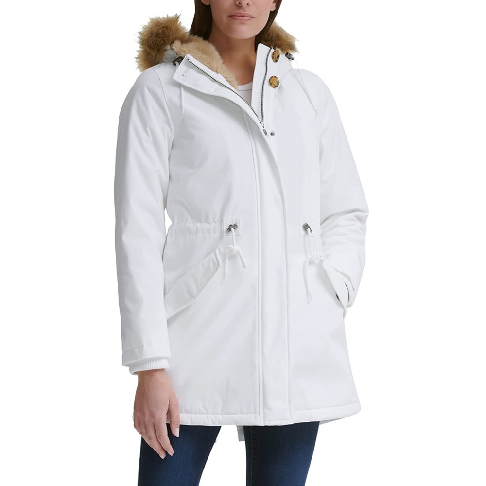Levi’s Women's Faux Fur Lined Hooded Parka Jacket White XS